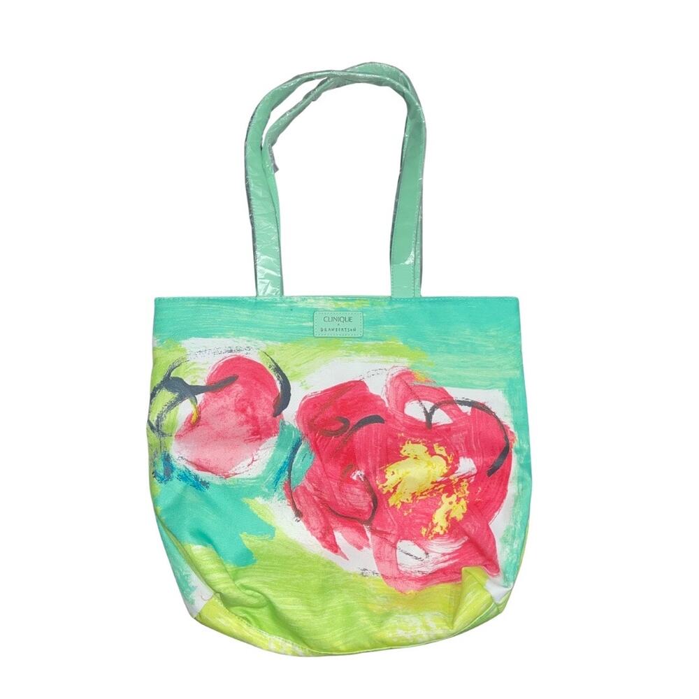 Clinique X Drawbertson Limited Edition Floral Tote Bag NWT Handbag Boho Artsy